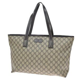 GUCCI Logo GG Pattern Shoulder Tote Bag Supreme Leather Brown Italy 85KB166